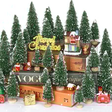 30Pcs Mini Christmas Tree Decor, Artificial Christmas Tree 5 Sizes,Mini Sisal Sn