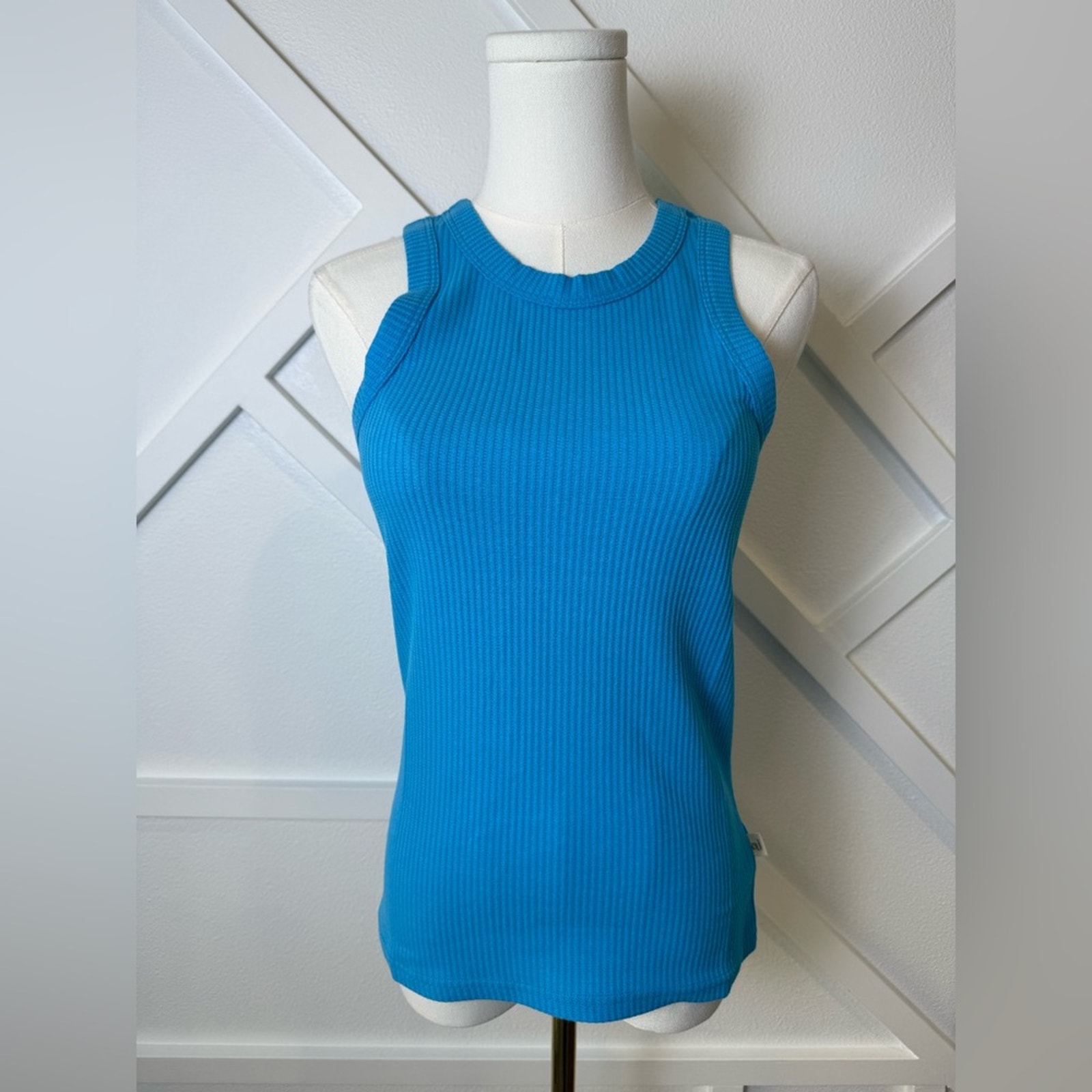 NWT Free People Araminta James The Everyday Waffle Knit Tank Azure Blue Size XS