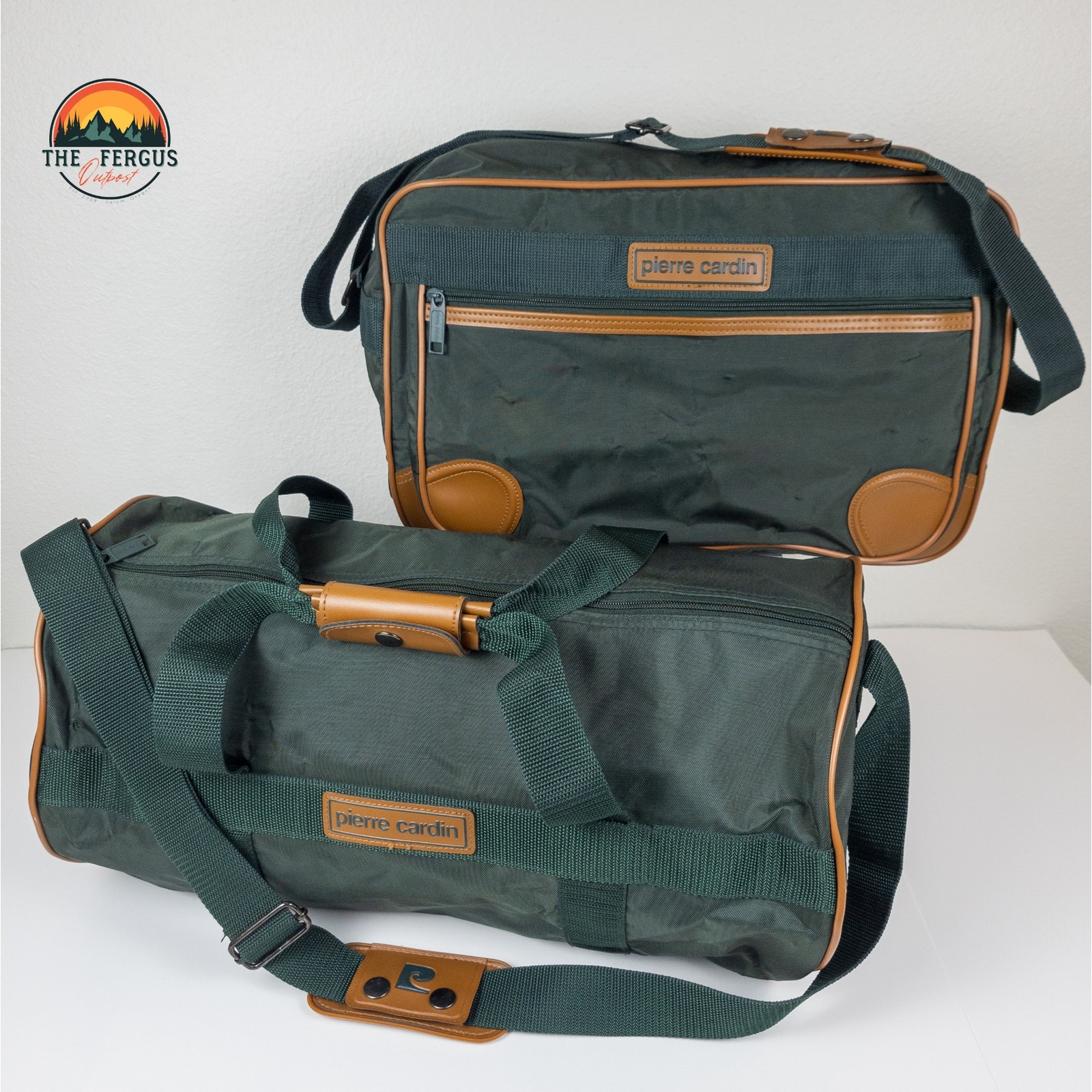Vintage Rare Pierre Cardin Green Travel Carry Bags
