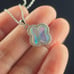 Opal clover rhodium solid 925 sterling silver necklace