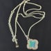 Opal clover rhodium solid 925 sterling silver necklace