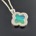 Opal clover rhodium solid 925 sterling silver necklace