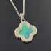 Opal clover rhodium solid 925 sterling silver necklace