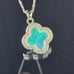 Opal clover rhodium solid 925 sterling silver necklace