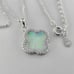 Opal clover rhodium solid 925 sterling silver necklace