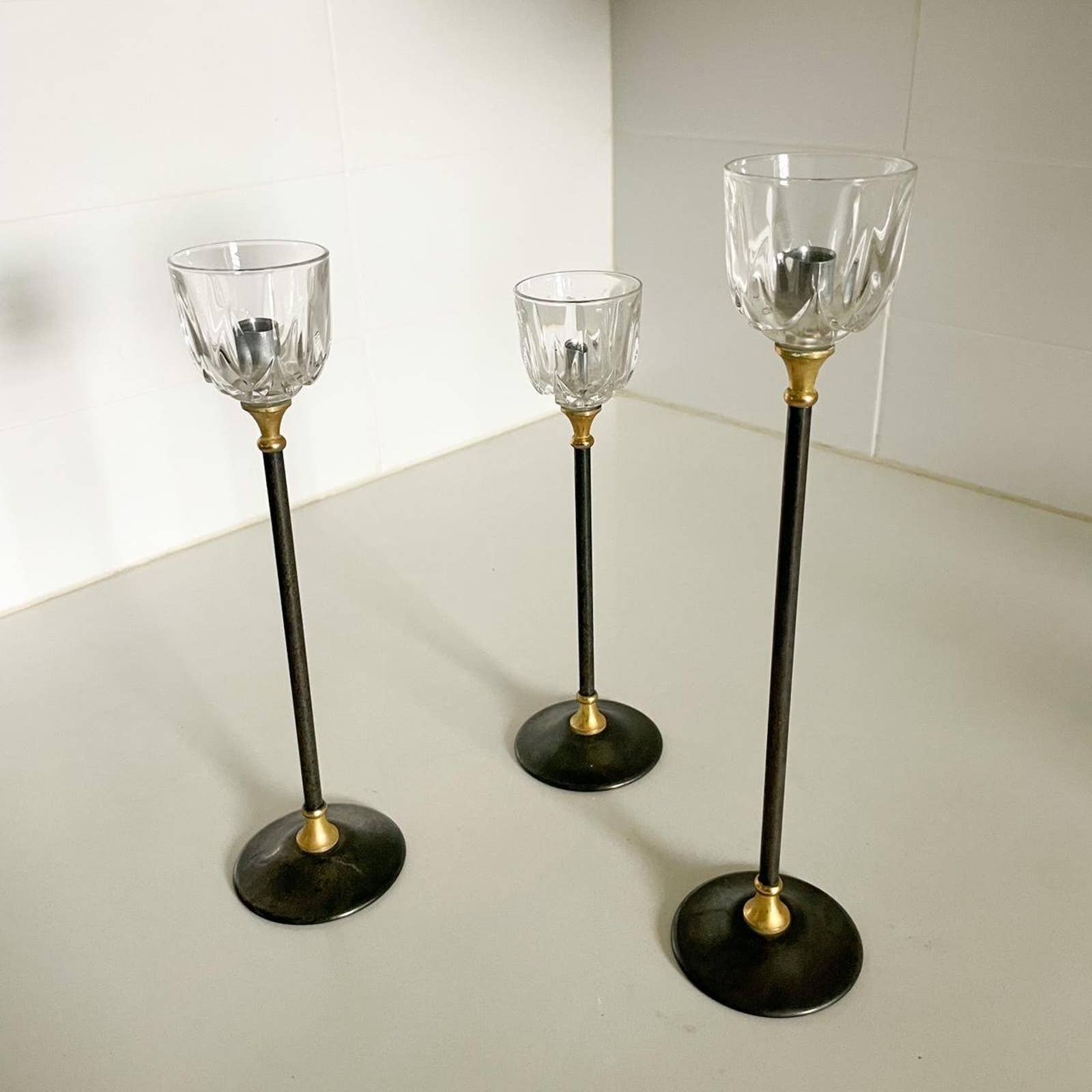 Vintage metal 3 candle holders