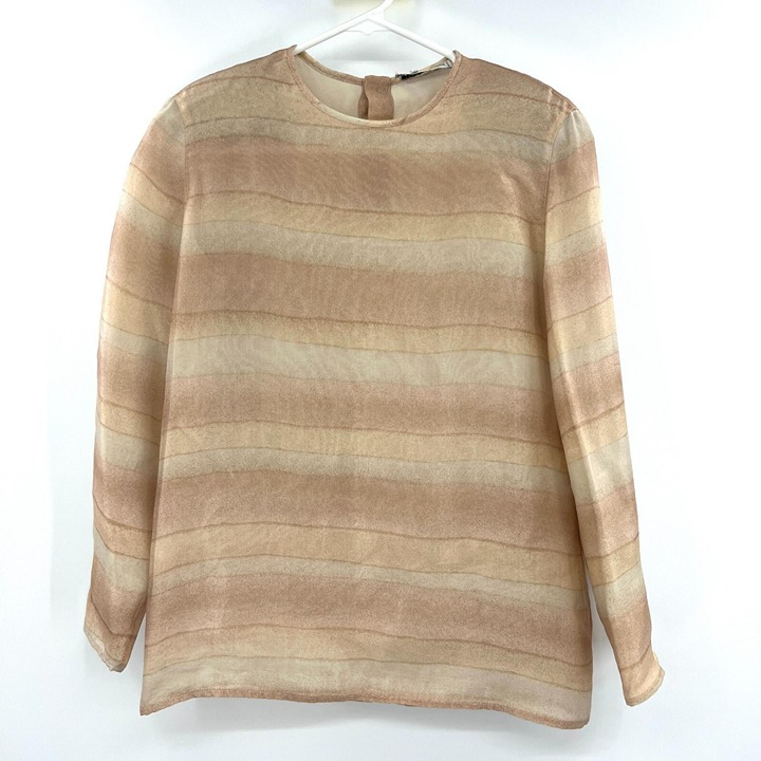 Giorgio Armani Le Collezioni Blush Gold Shimmer Silk Blend Blouse Womens 4
