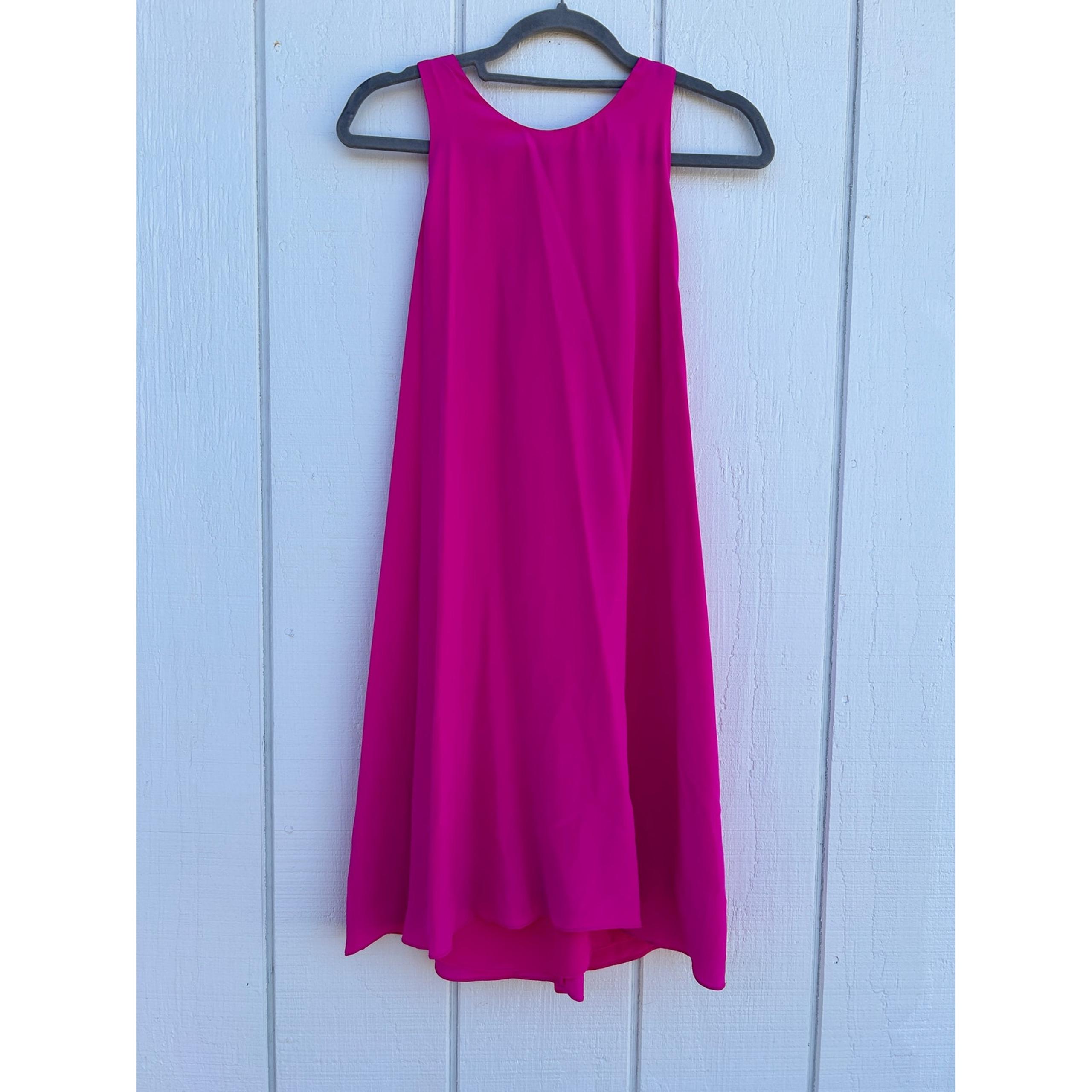 NWT Cynthia Rowley Hot Pink Silk Shift Short Dress with T Back sz 10