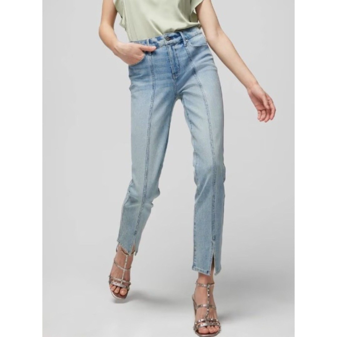 EUC White House Black Market High Rise Sculpt Seamed Slim Crop Jeans 10 Long