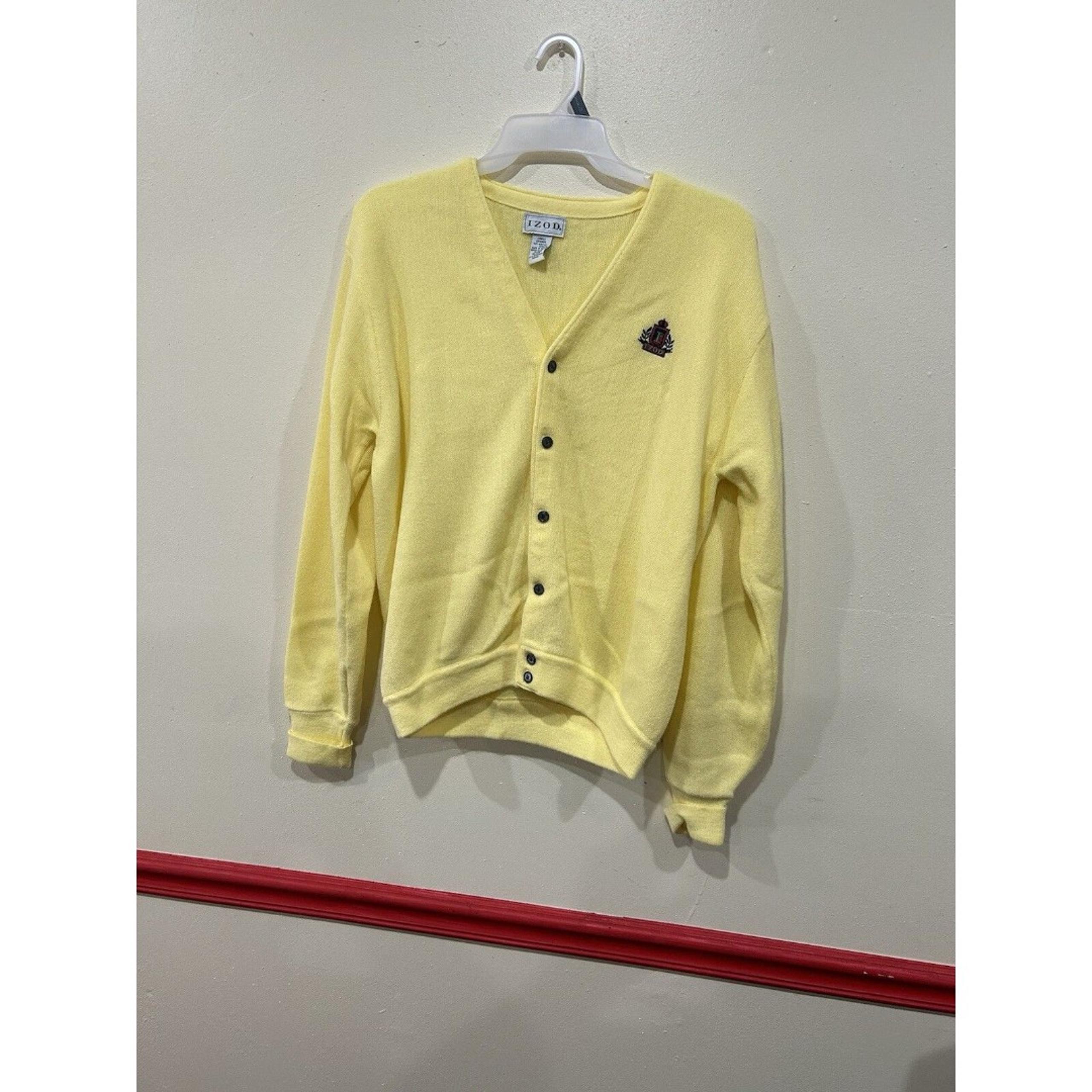 Izod Sweater Adult Large Yellow Golf Cardigan Button Up Embroidered Logo Mens