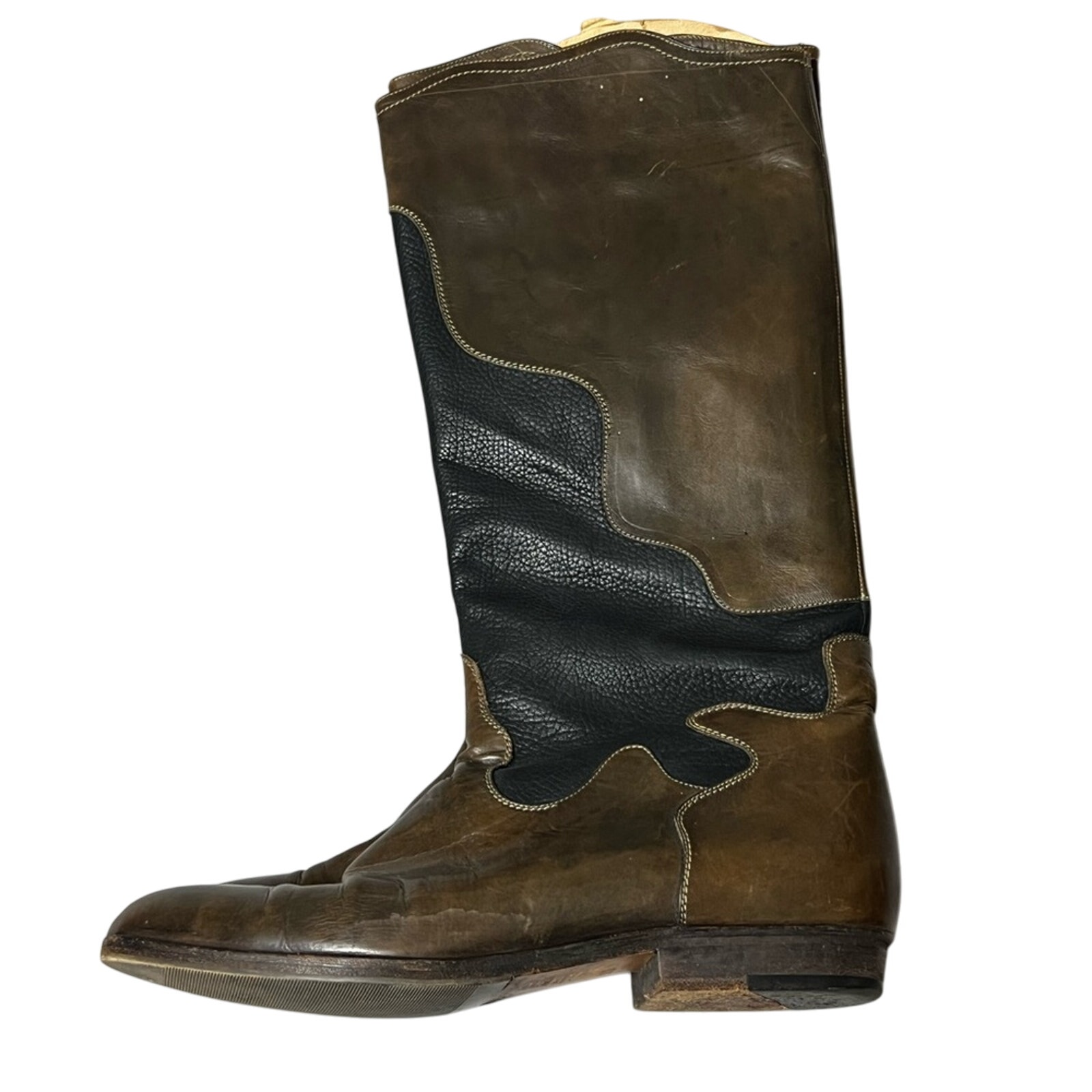 Lorenzo Banfi Women Size EU 38.5 US 8 Black Brown Leather Western Boot ITALY