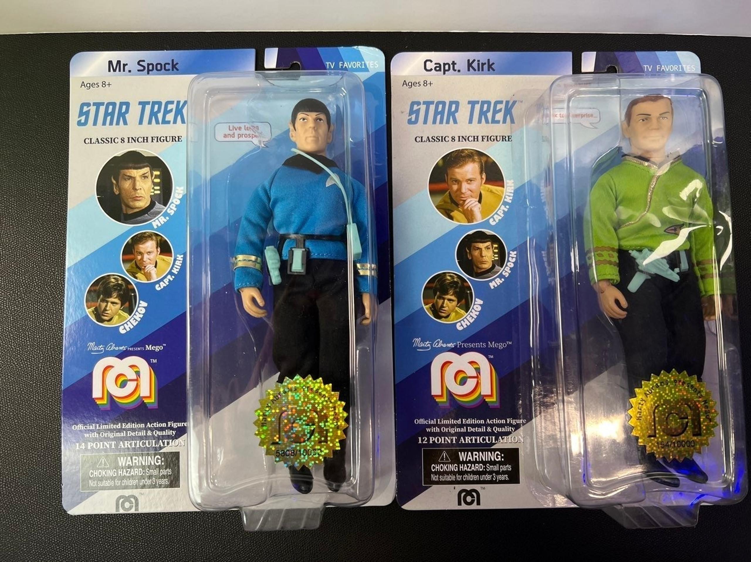 Mego BUNDLE Star Trek Captain Kirk & Mr. Spock Mint - Ships well packed in box