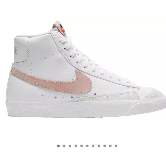 Women's White and Pink High-Top Sneakers