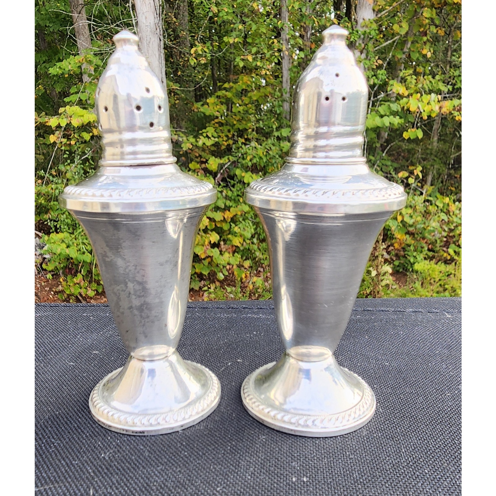 Duchin Creation Sterling Silver Weighted MCM Vintage Salt/Pepper Shakers 5 1/4