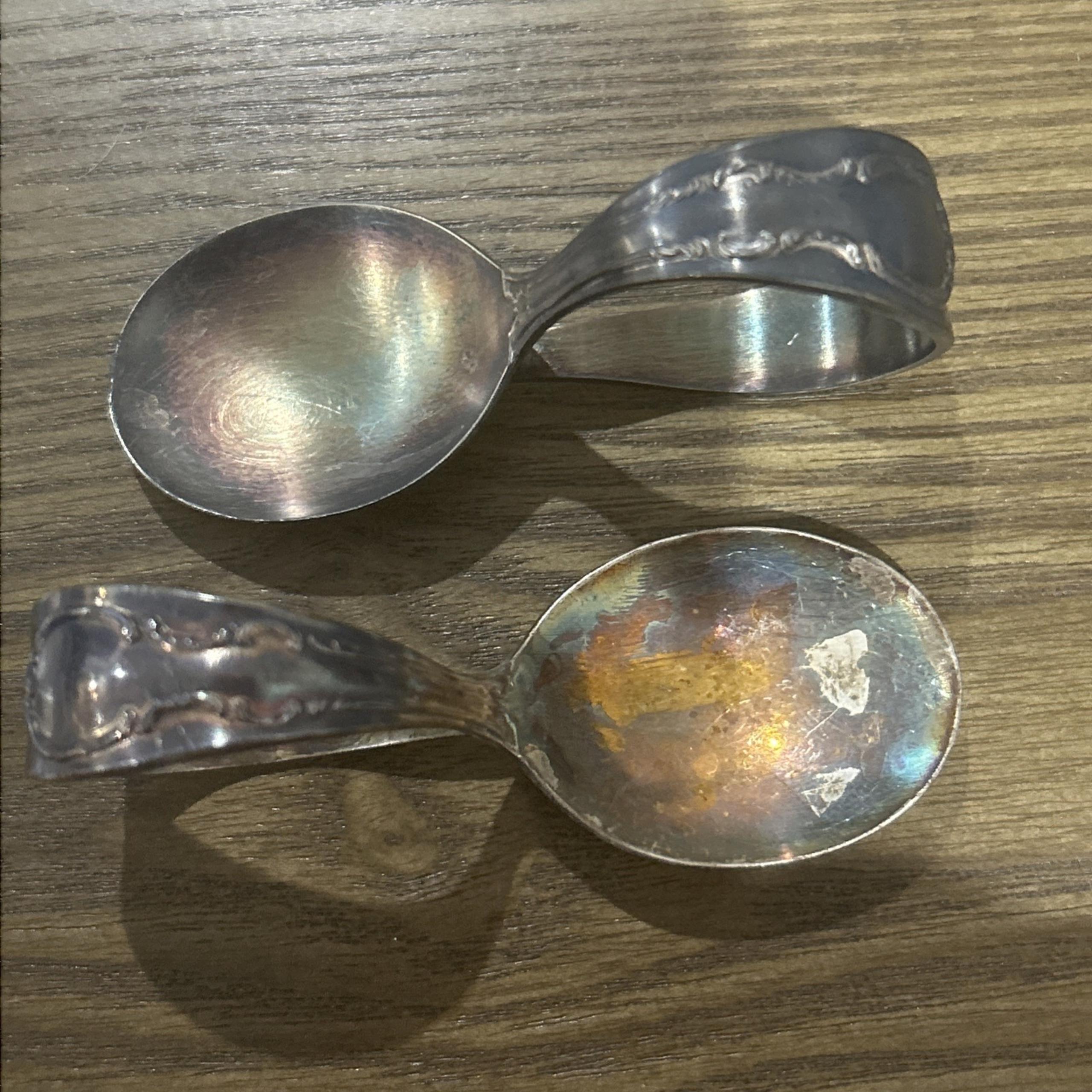 Lot Of Two 1947 ROGERS BROS Silver Plated Baby Spoons With Curved Handles