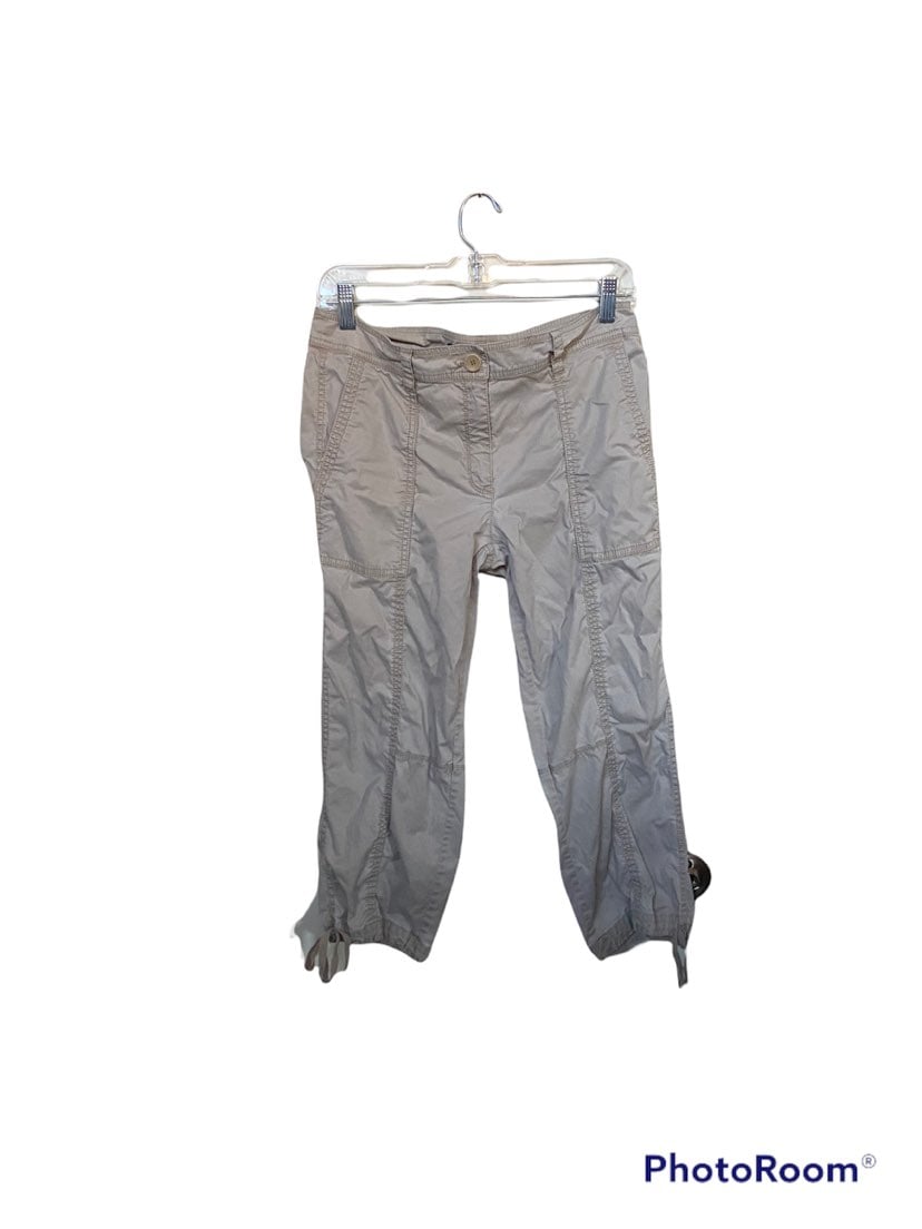 Eileen Fisher tan drawstring hem 6 capri pants.