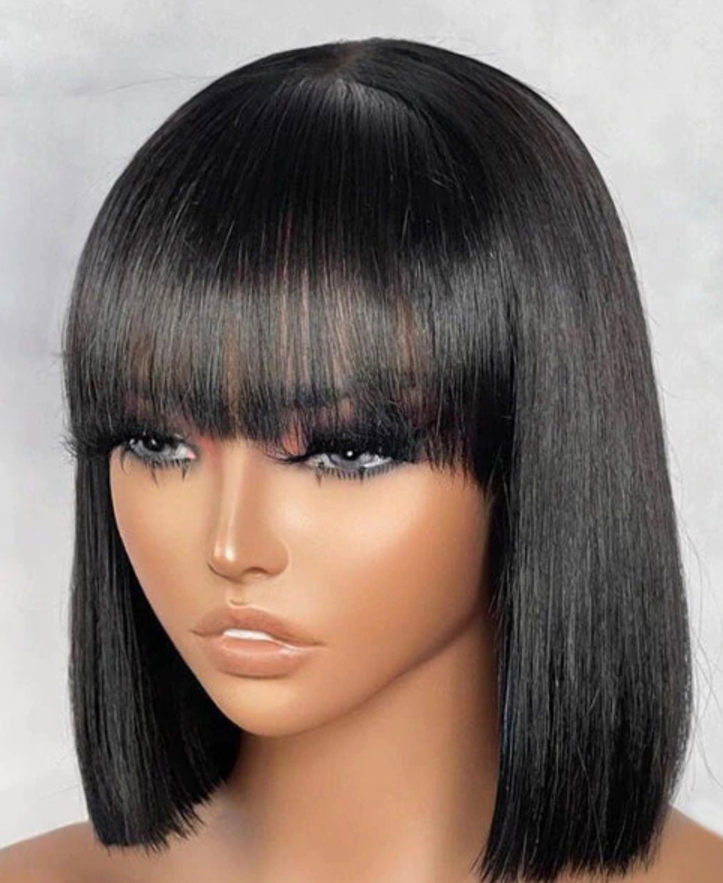 Short straight bob Wig with bangs cute short human hair wigs