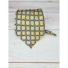 Pfizer Pill Graphic Gold Blue Geometric Silk Necktie Rare