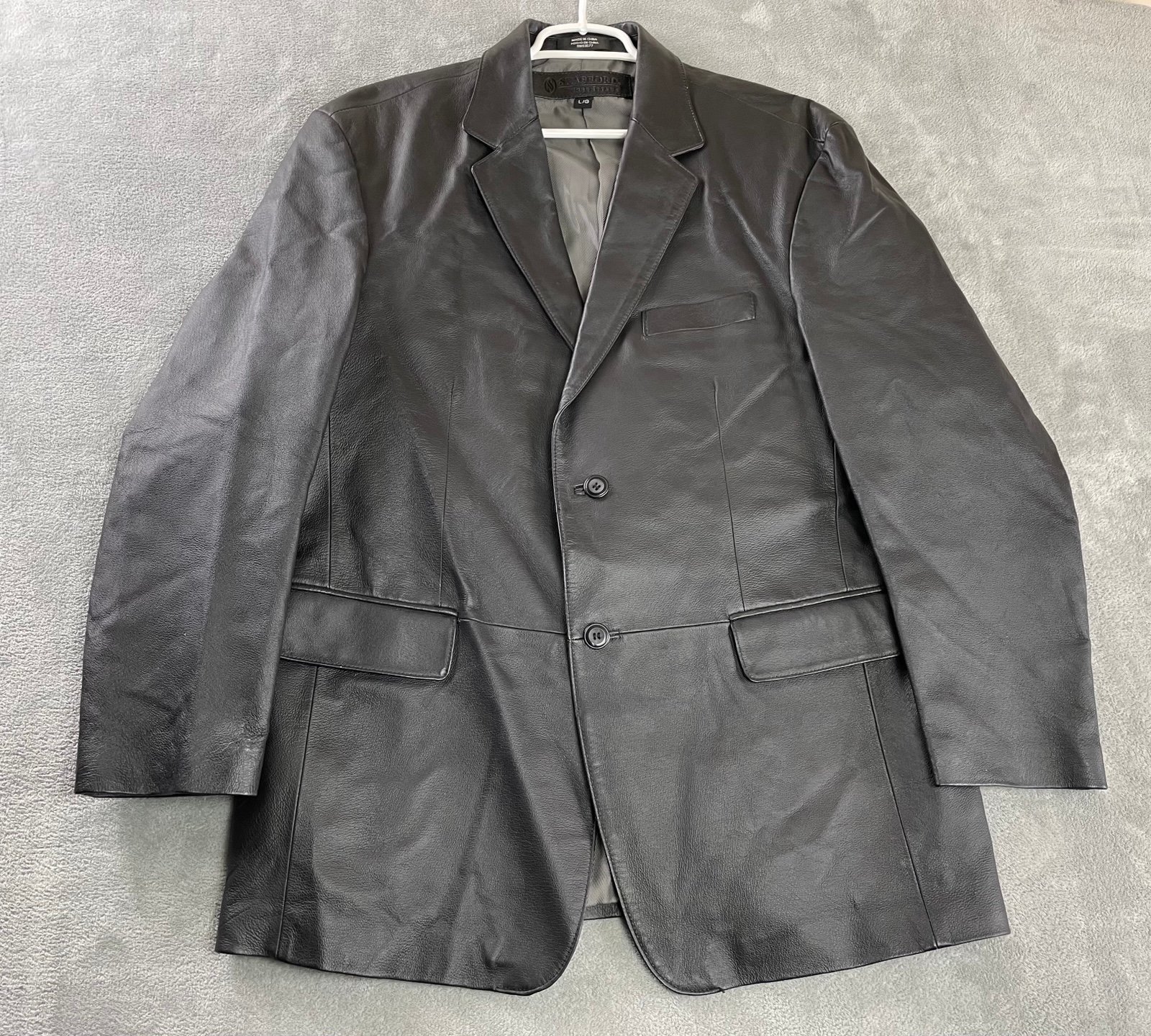 Stafford Black Leather Blazer Jacket Sz. L Large