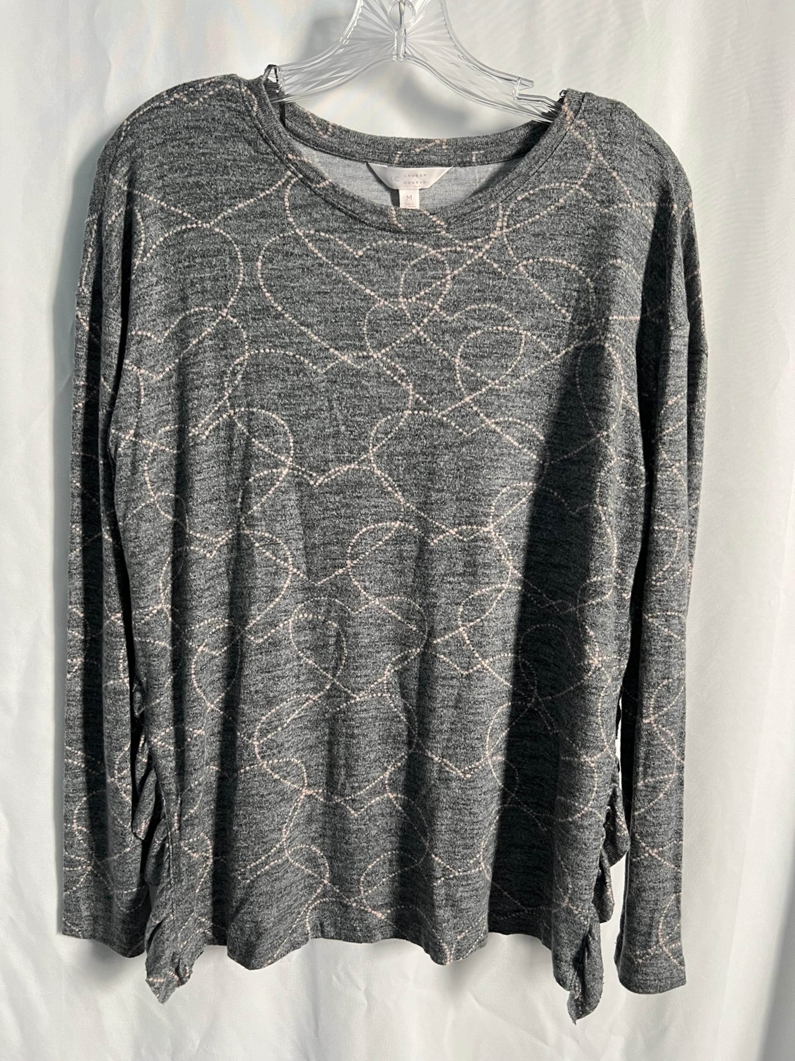 Women’s Medium M LC Lauren Conrad Top Brand New NWT GRAY PINK HEARTS