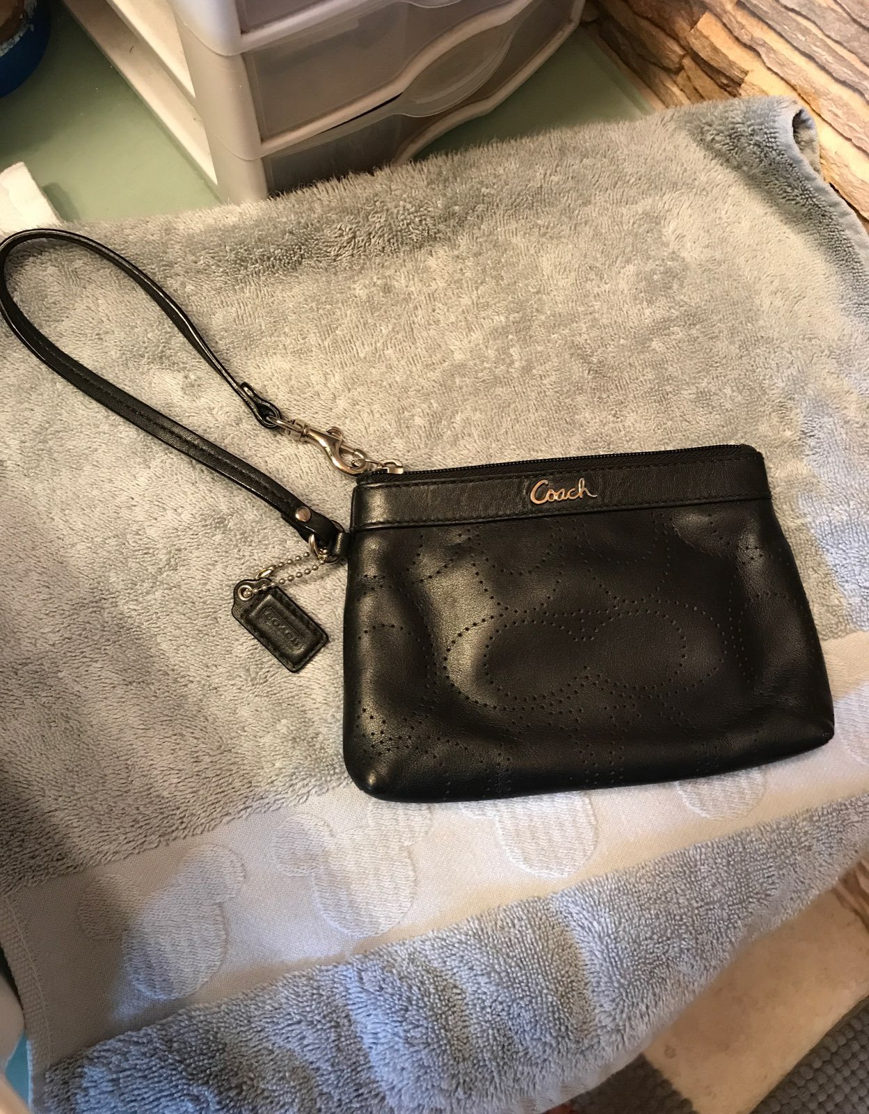Coach Black Leather Wristlet