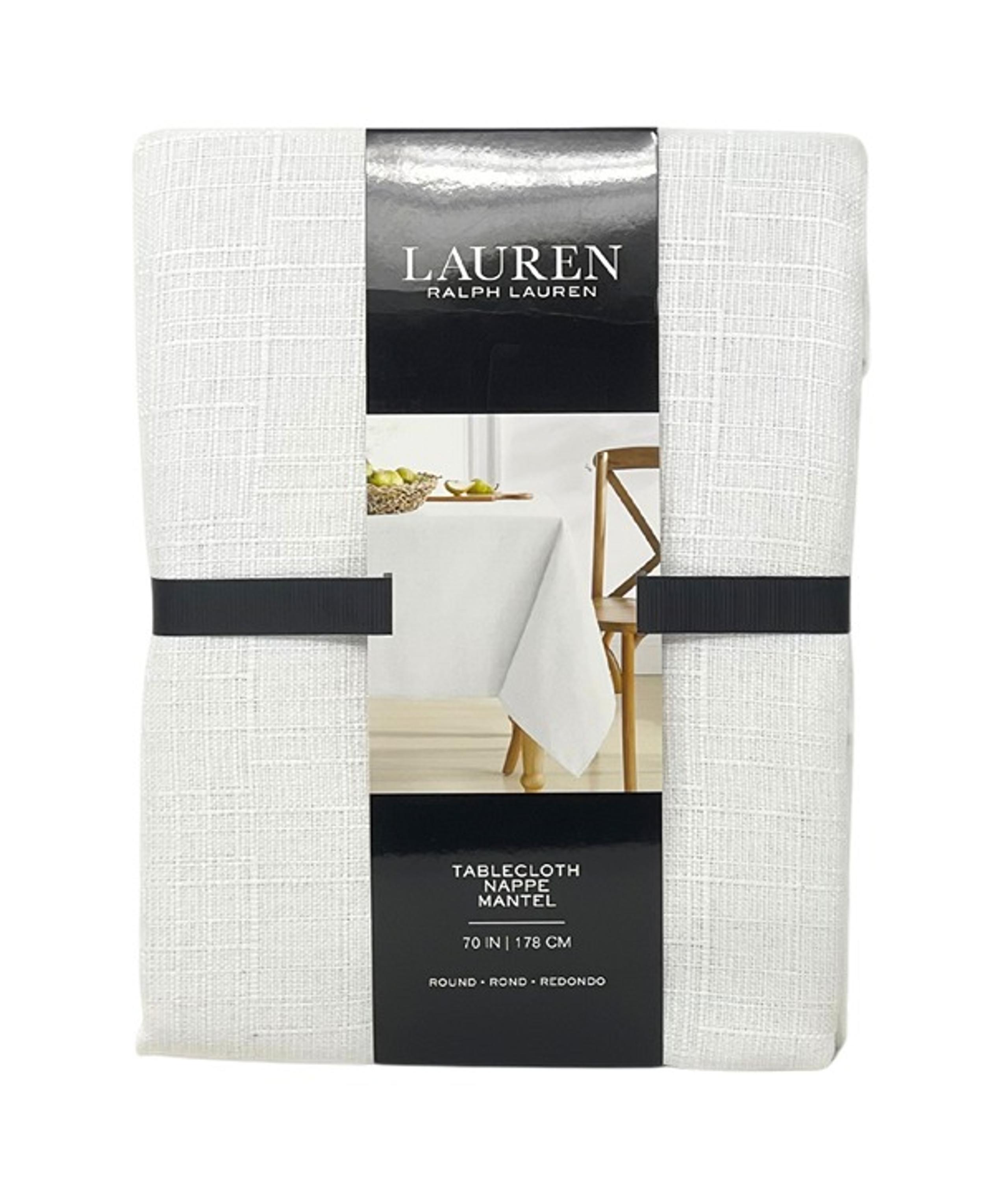 RALPH LAUREN 70" ROUND Designer Textured Holland White Tablecloth NEW Seats 4-6P