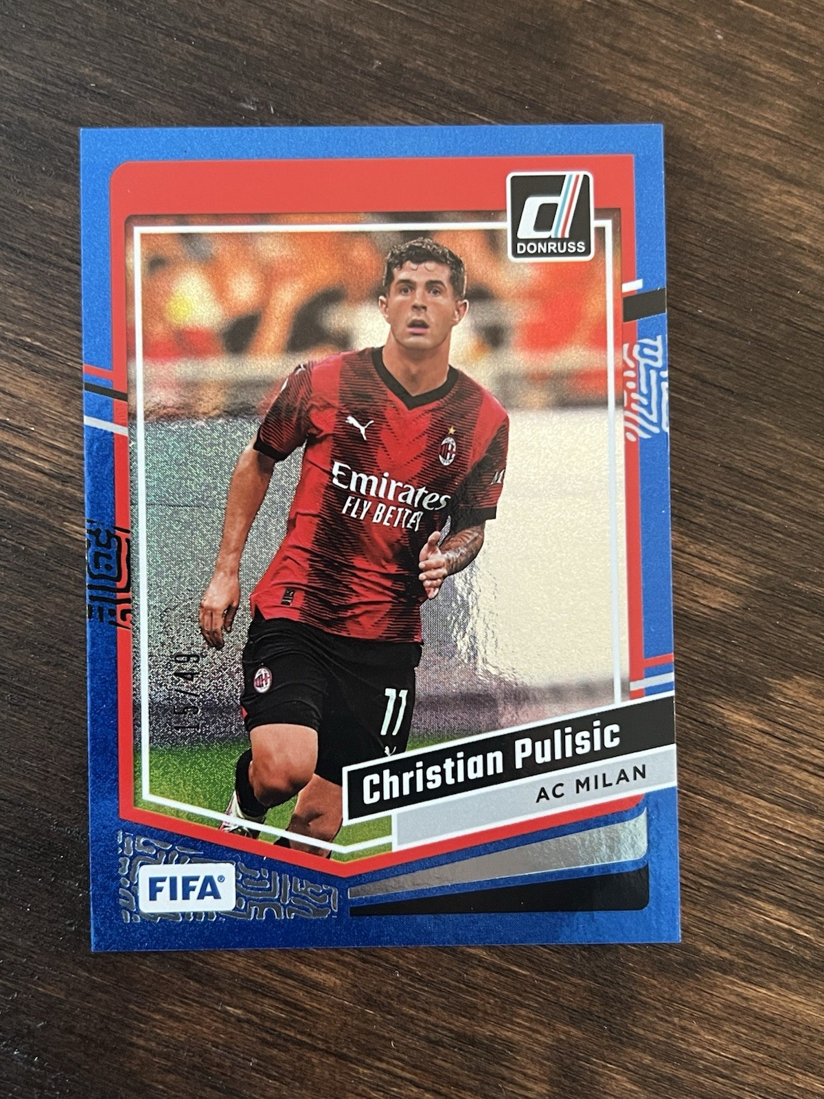 2023-24 Donruss Optic FIFA Christian Pulisic Blue Shimmer /49 USMNT USA soccer