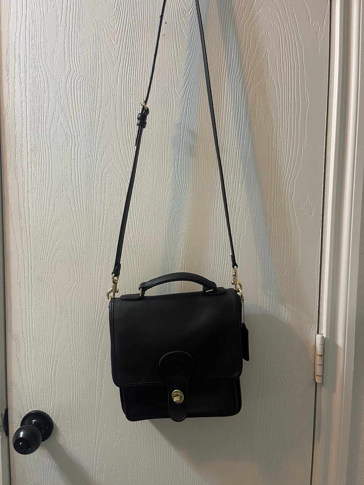 Coach Top Handle Station Leather Satchel Black Crossbody Bag
