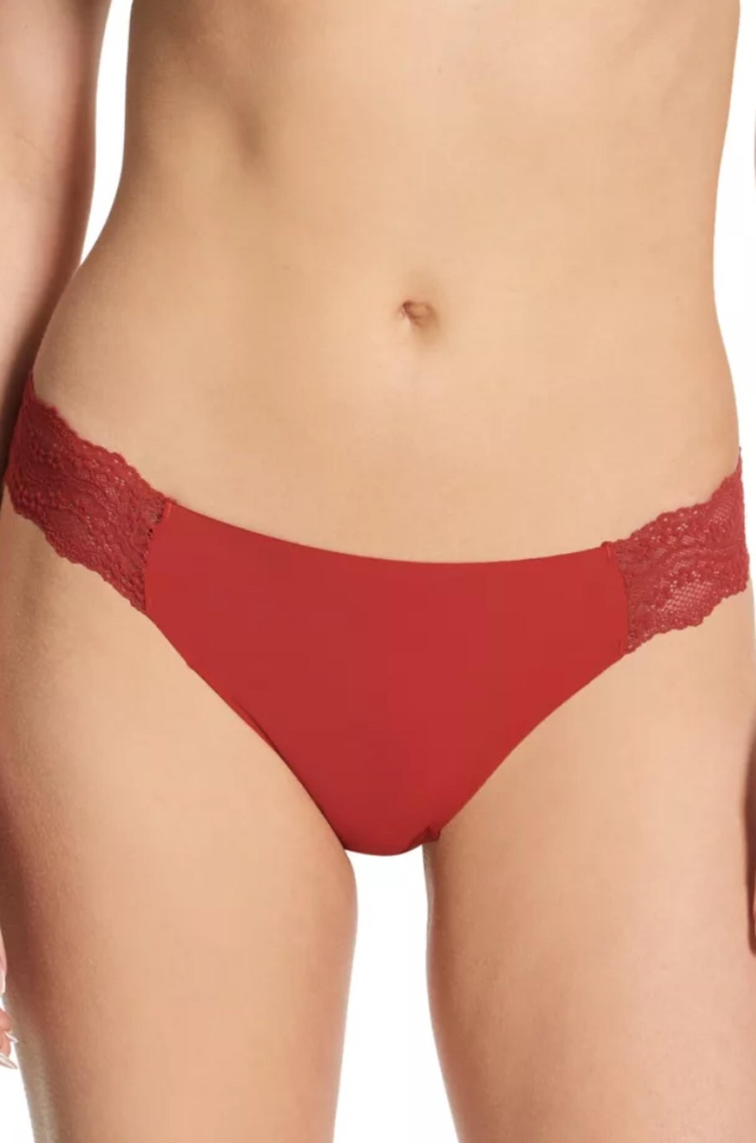 b.tempt’d Bare Lace-Panel Thong 976267