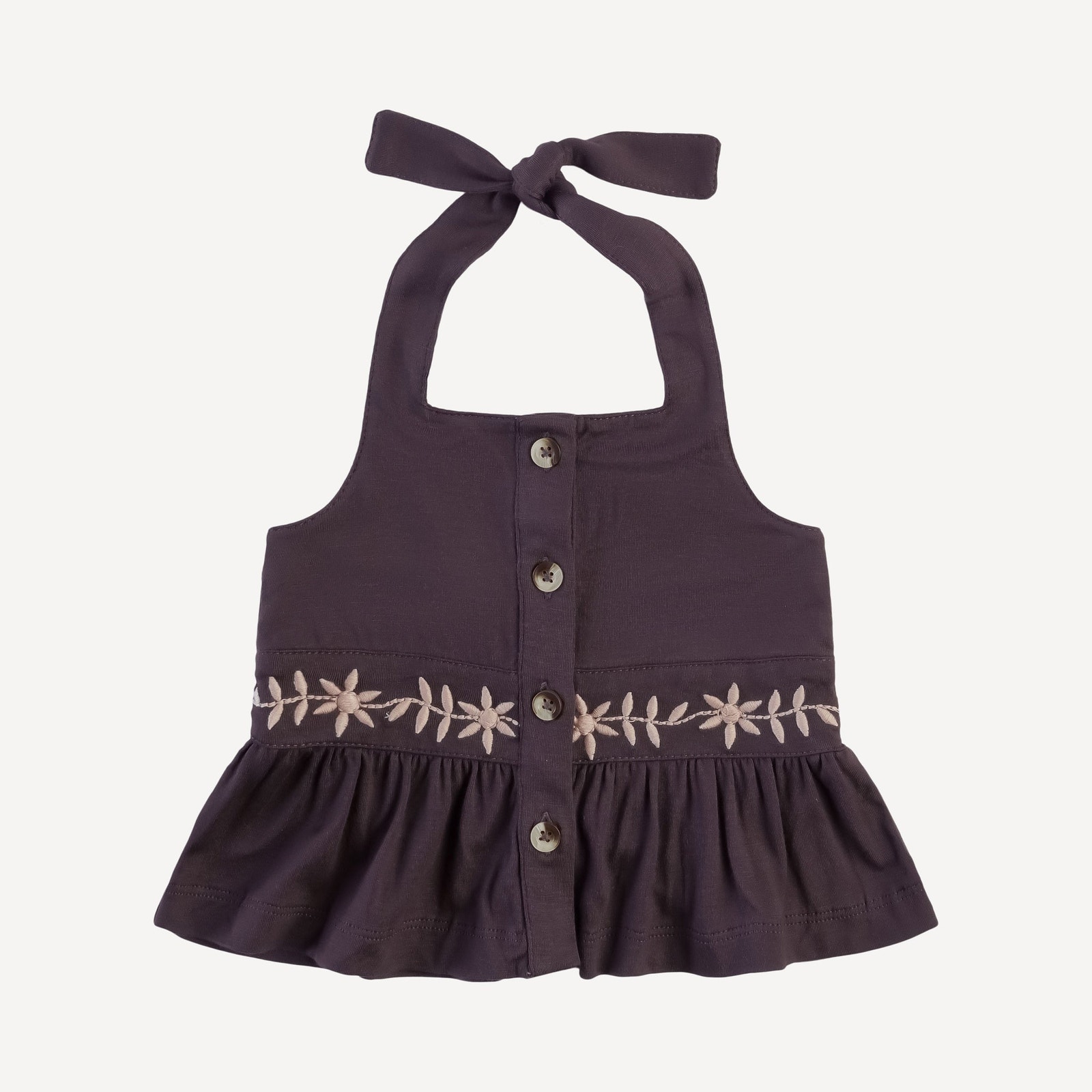 NWT Kate Quinn Embroidered Halter Top in Huckleberry Purple Size 8y Bamboo