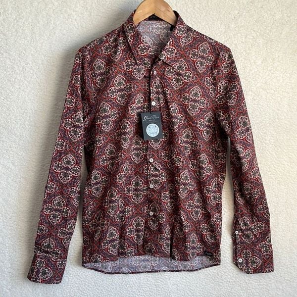 GoodMan Brand Shirt Mens Medium Paisley Red Button Front