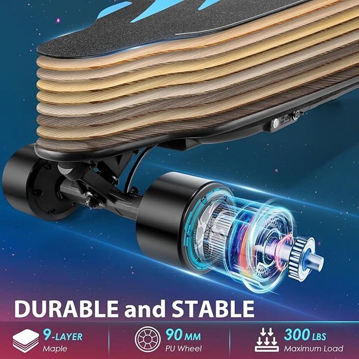 Caroma Skateboard électrique Pour Adultes,350W Portable Longboard