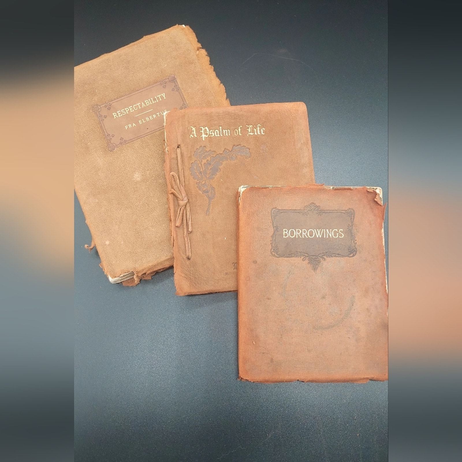 Set of 3 vintage antique leather bound books Late 1800s