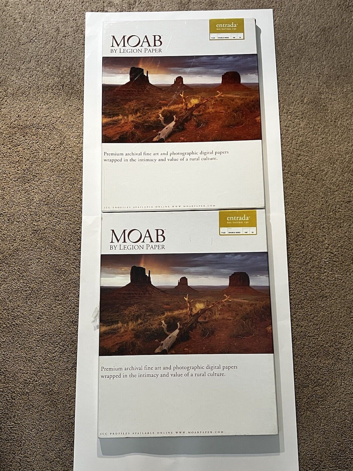 Moab Entrada Rag Natural 190 Paper (17” x 22\ 