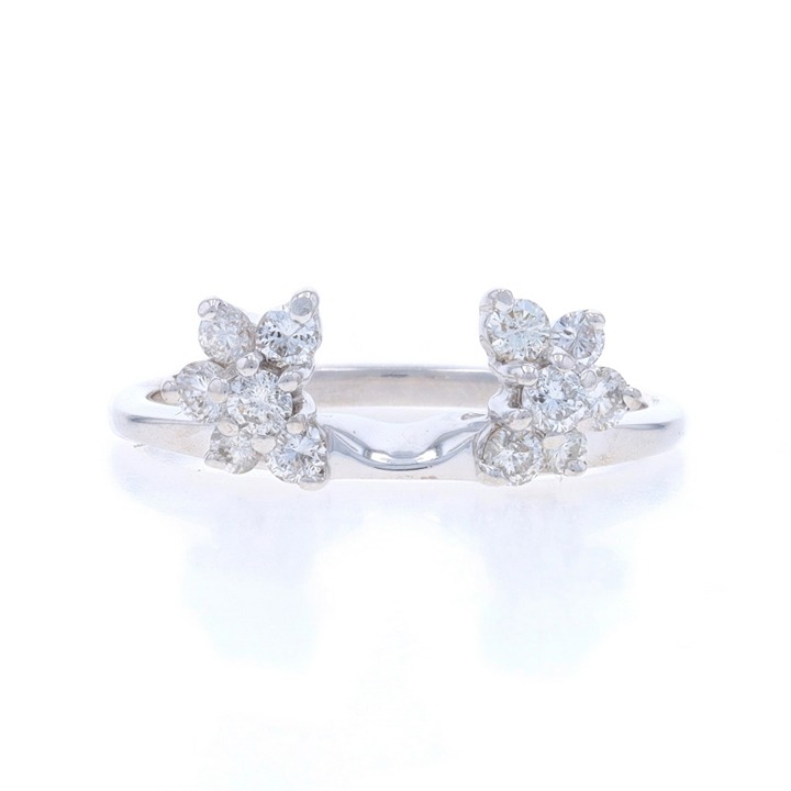 White Gold Diamond Enhancer Wedding Band 14k Rd .40ctw Floral Cluster Ring V3941