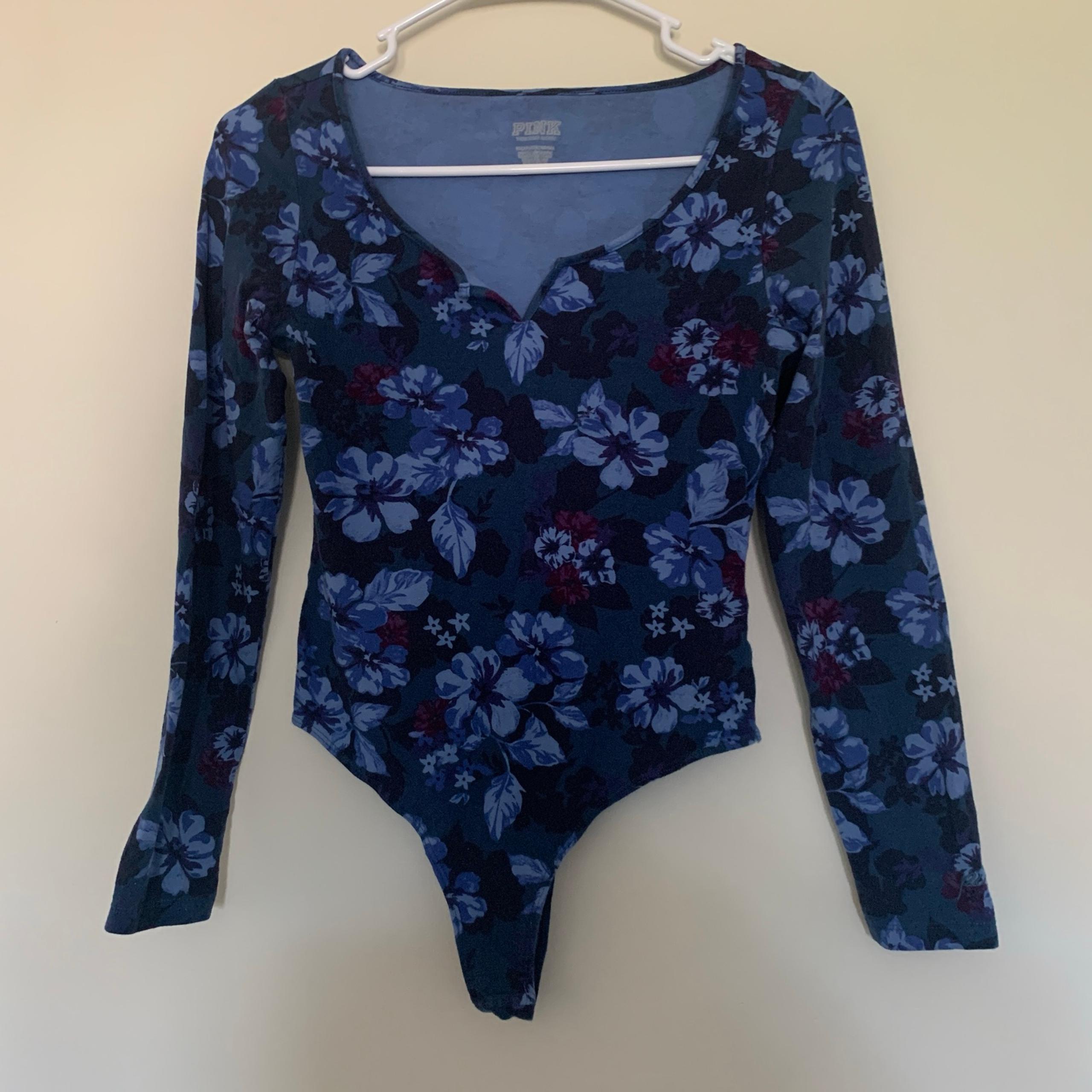 Women’s XS PINK Victoria’s Secret Jewel Tone Green Blue Purple Floral Bodysuit