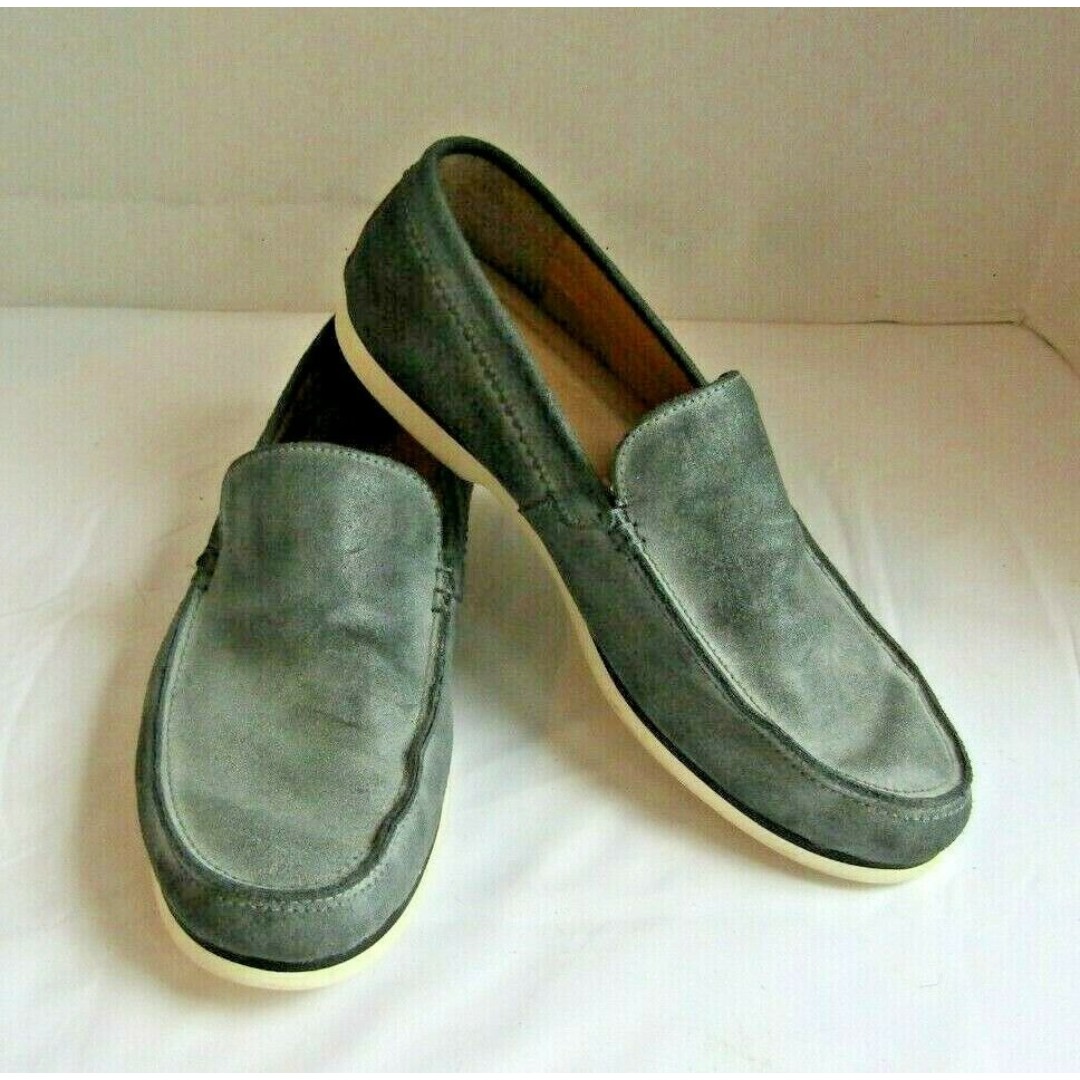 Vince Camuto Mens Gray Suede Leather Zucco Moccasin Driving Loafer Shoes Size 10