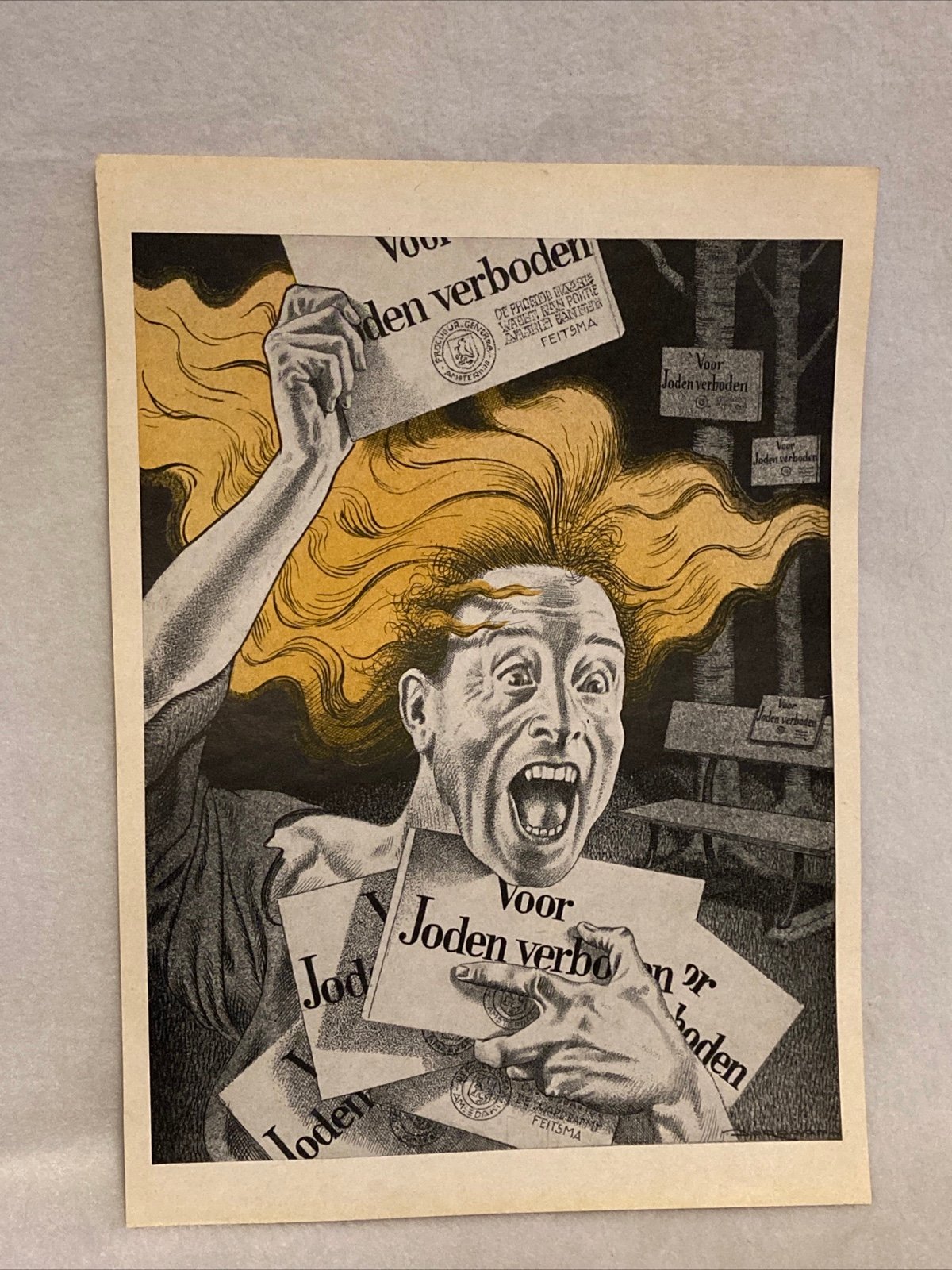 Vintage WW2 German propaganda Doordann Print 12.5x9in *RARE*