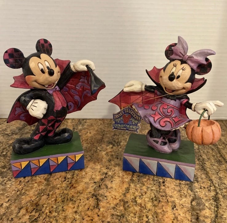 Jim Shore Disney Colorful Count Mickey Dracula Minnie Vampire 6000949 6000950