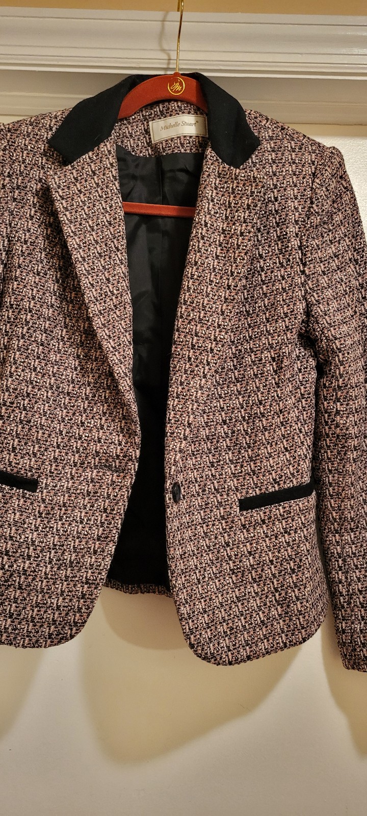 Womens Pink Geometric Jacket Blazer Size 10