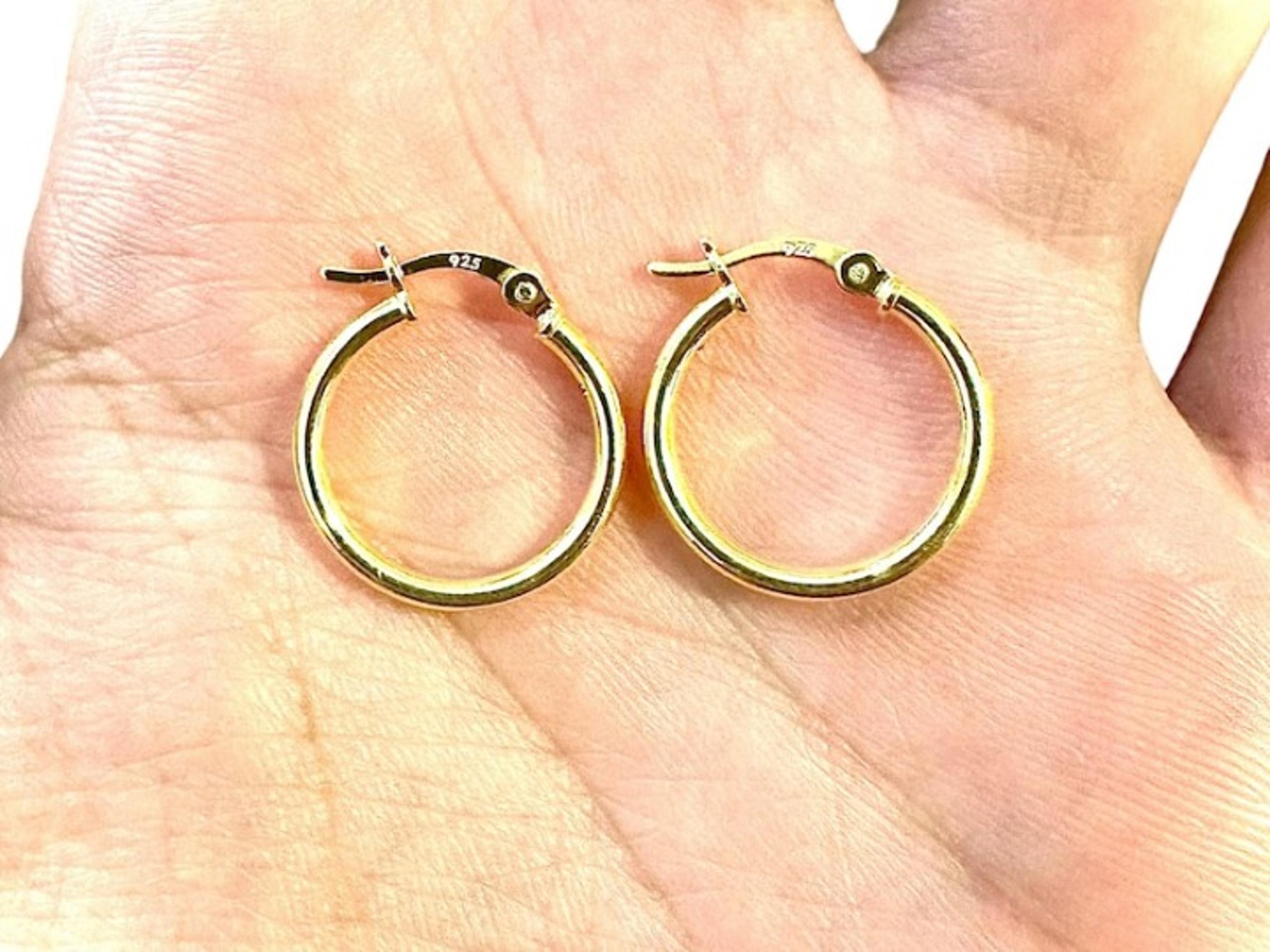 18mm Hoop 14k Gold Plated 925 Sterling Silver Earrings for Women