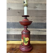 Burgundy Metal Sunflower Double Light Lamp 31” Tall