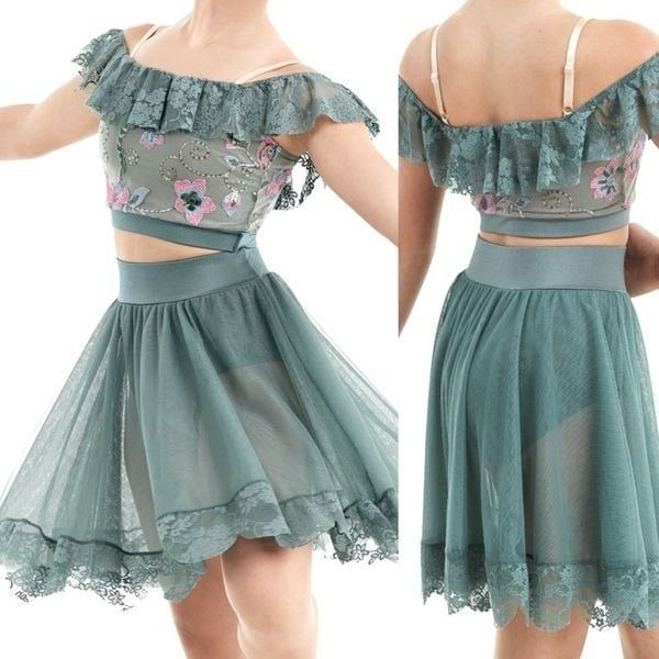 WEISSMAN Dance Costume 2 piece Sage green When We Were Young 11027 adult SA