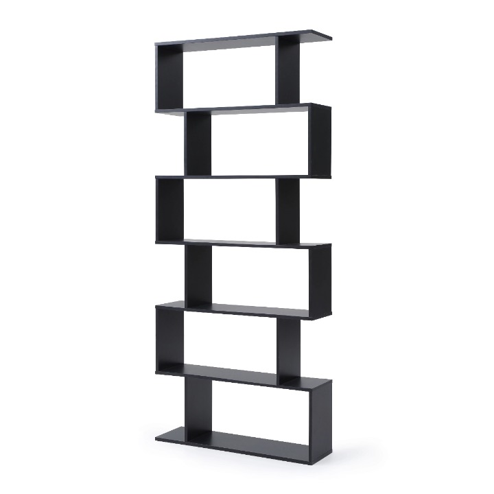 Household high-quality strong Staggered 6-Shelf Bookcase-1szs