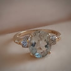 Vintage 10k Gold Green Amethyst Diamond Ring