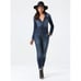 BeBe Women Denim Blue Jeans One Piece Surplice Stretch Jumpsuit NOWT Size 2