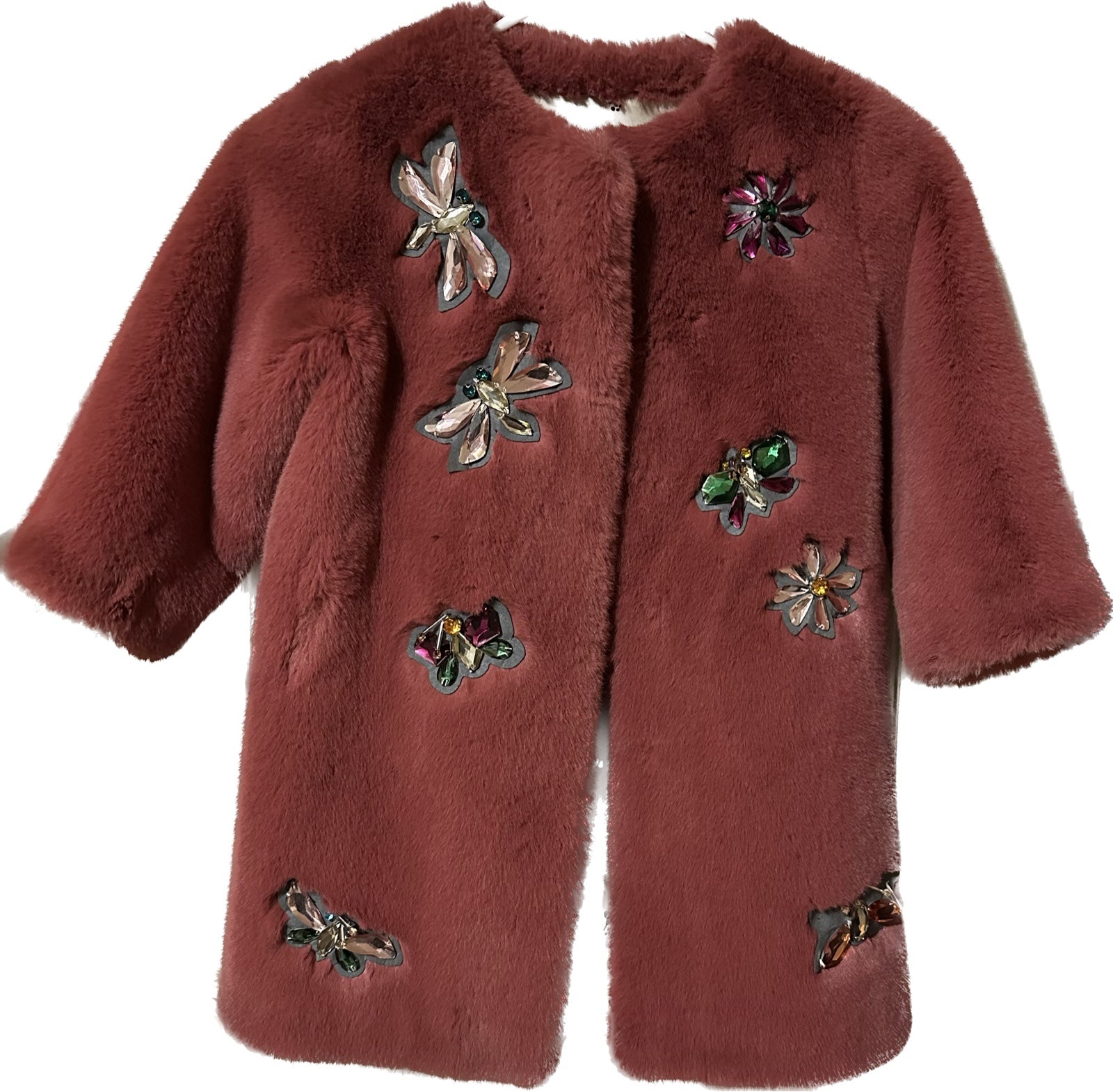 Le Motif Embelished Eco Fur Jacket