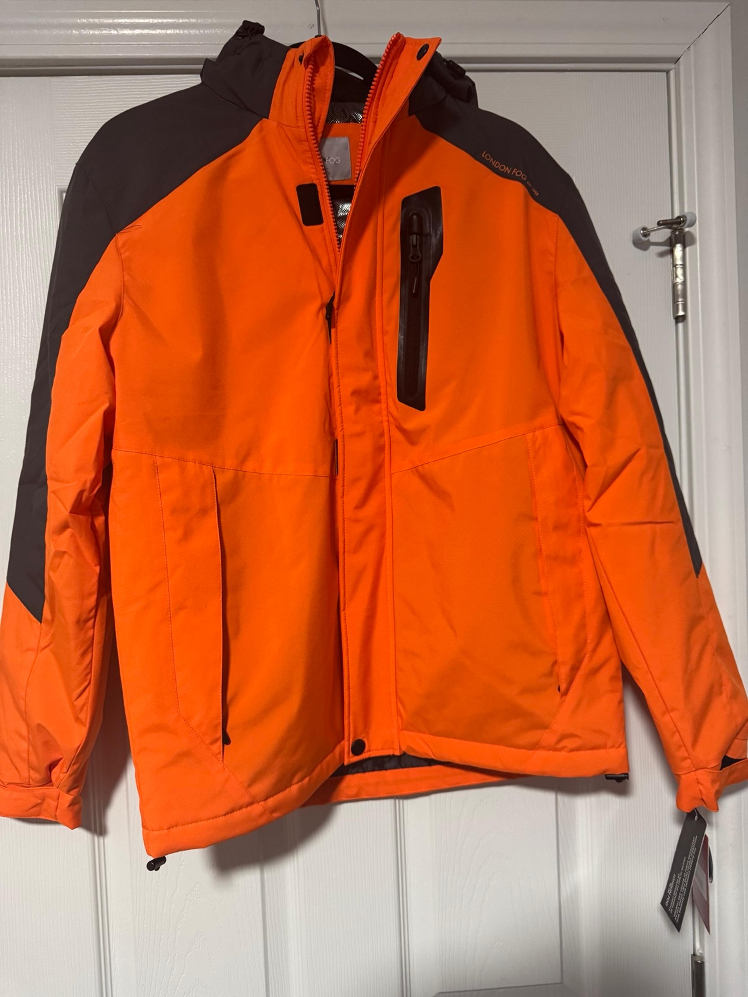 London Fog Men's Alpine Flex Stretch Jacket Neon Orange Small Gorpcore High Vis