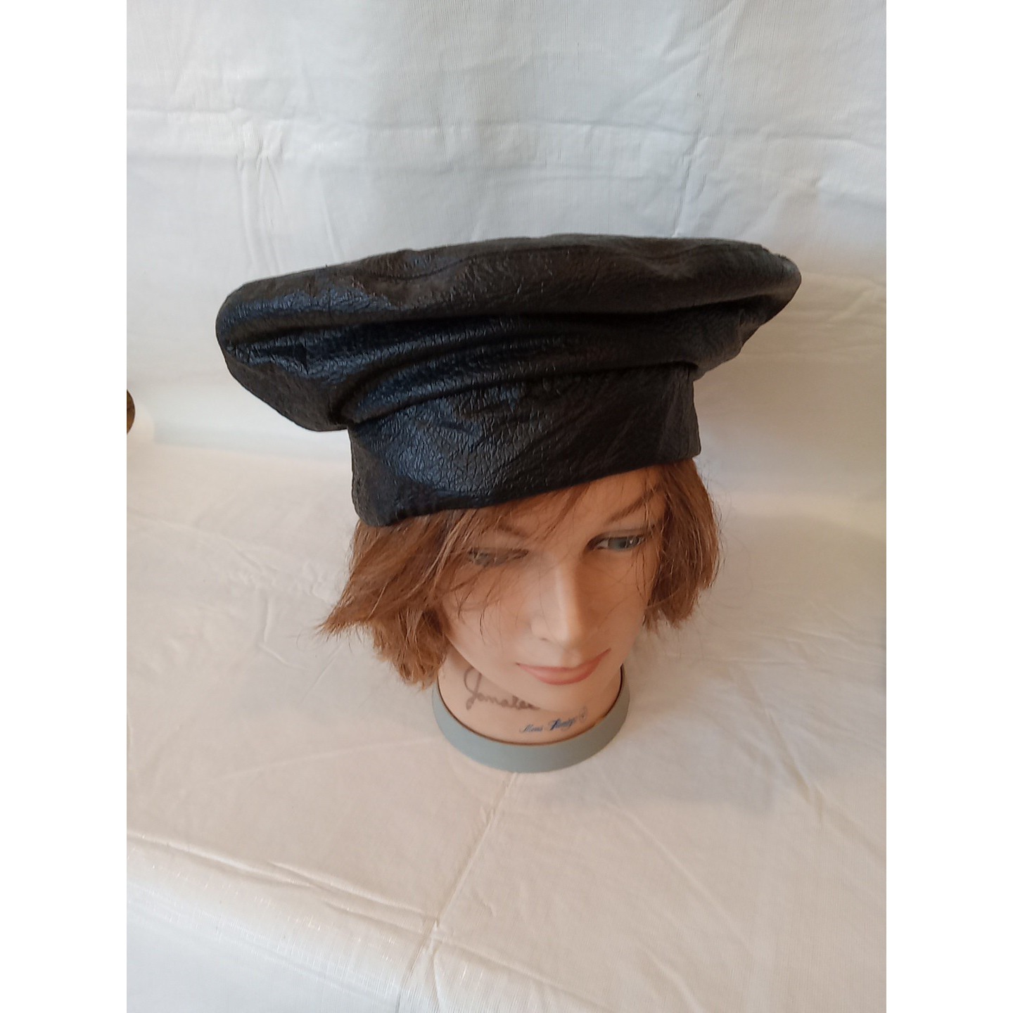 vintage oleg cassini Black Leather Hat