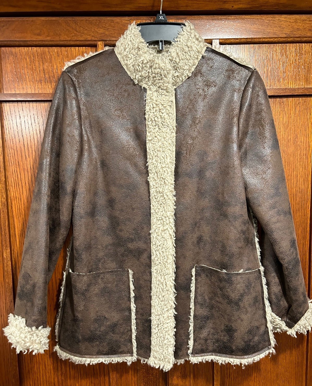 Velvet by Graham & Spencer - Suede Sherpa Jacket in Brown & Beige